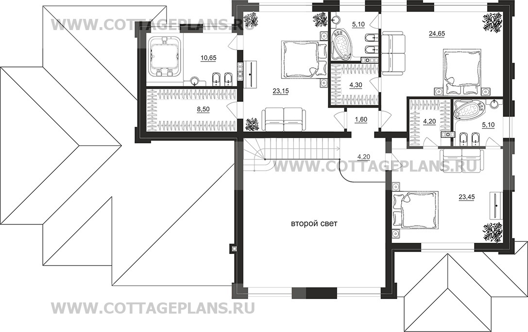 Поэтажные планы проект дома 102-32 общ. площадь 295 м2