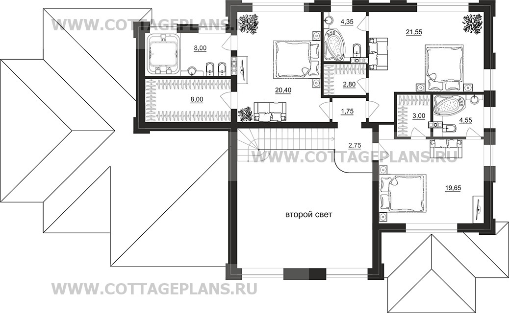 Поэтажные планы проект дома 102-31 общ. площадь 250,5 м2