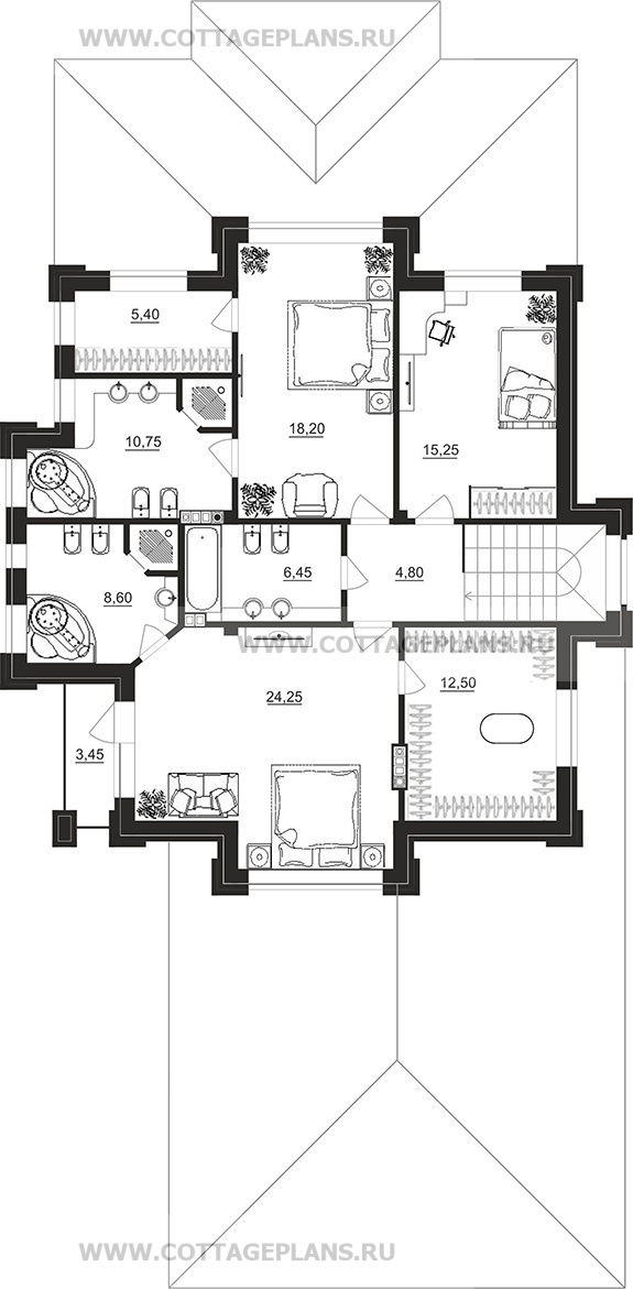 Поэтажные планы проект дома 100-85 общ. площадь 259,25 м2