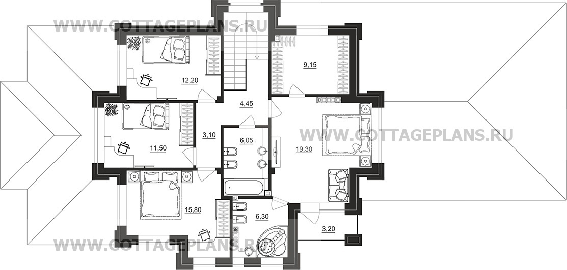 Поэтажные планы проект дома 200-81 общ. площадь 220,90 м2