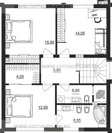 Поэтажные планы проект дома 204-83 общ. площадь 128,90 м2