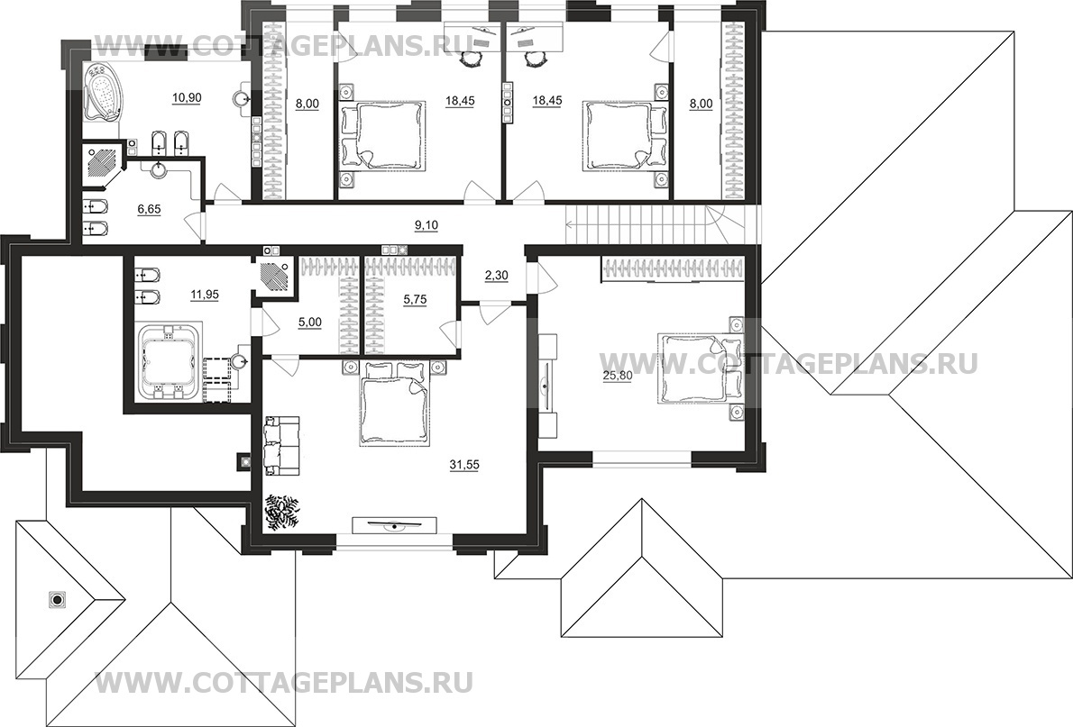 Поэтажные планы проект дома 103-59 общ. площадь 604,4 м2