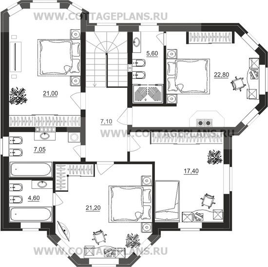 Поэтажные планы проект дома 16-66 общ. площадь 364,40 м2