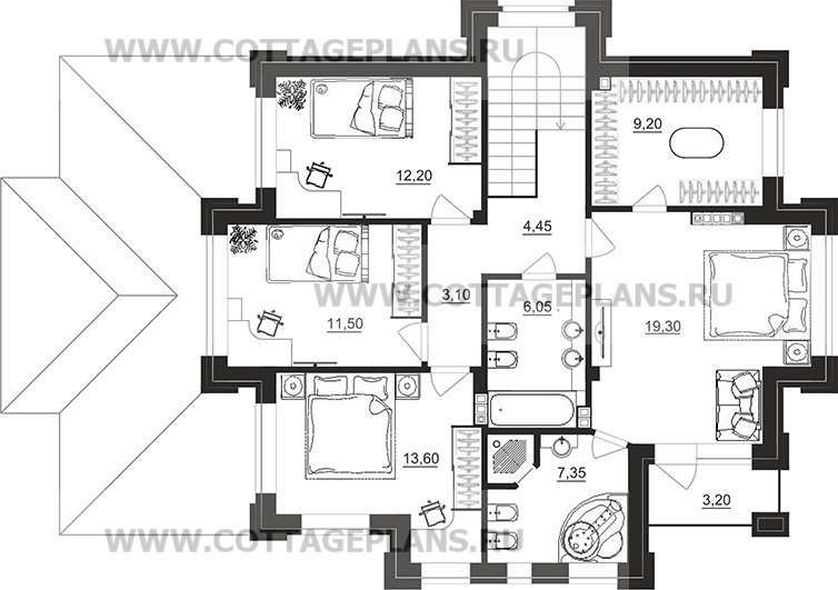 Поэтажные планы проект дома 200-78 общ. площадь 176,45 м2