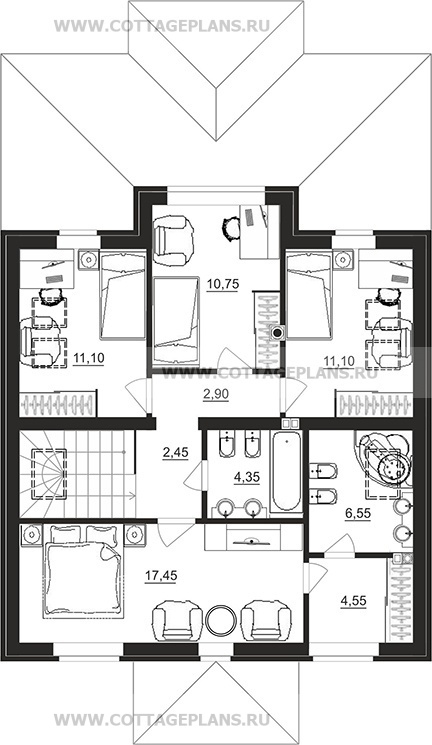 Поэтажные планы проект дома 97-82 общ. площадь 141,50 м2