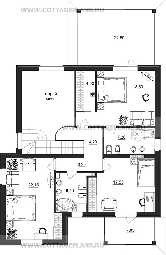 Поэтажные планы проект дома 77-34 общ. площадь 184,20 м2