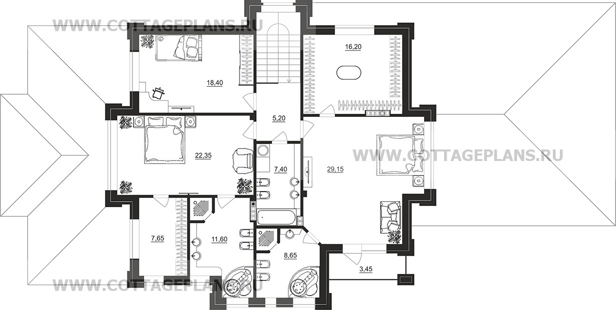Поэтажные планы проект дома 201-83 общ. площадь 427,80 м2
