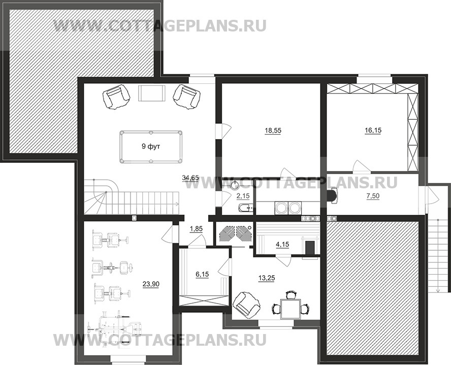 Поэтажные планы проект дома 96-33 общ. площадь 388,70 м2