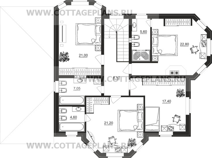 Поэтажные планы проект дома 15-02 общ. площадь 242,90 м2