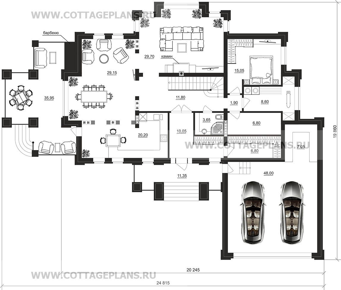 Поэтажные планы проект дома 201-35 общ. площадь 487,00 м2