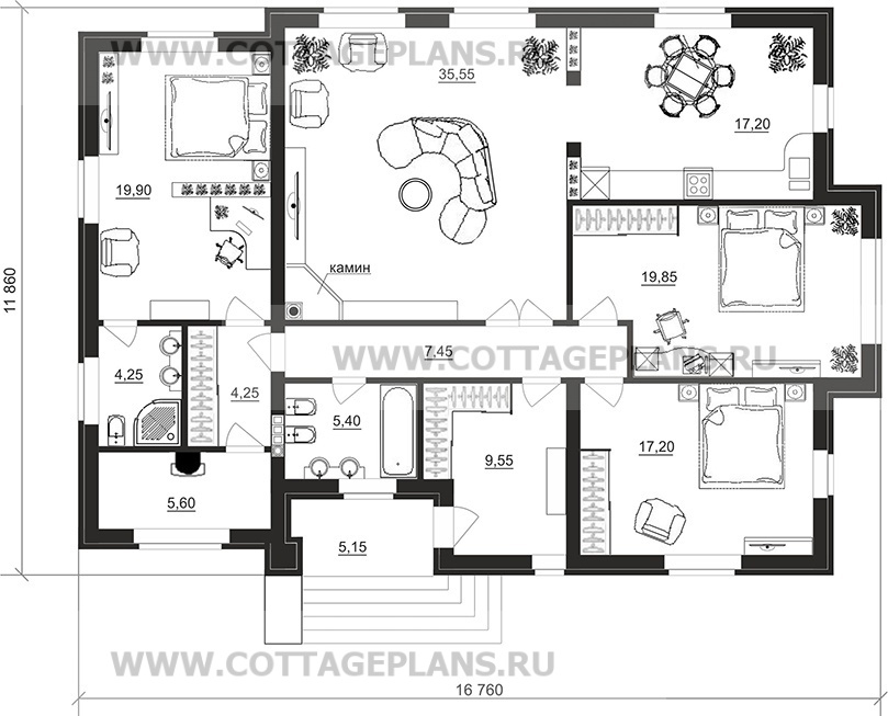 Поэтажные планы проект дома 07-53 общ. площадь 146,65 м2