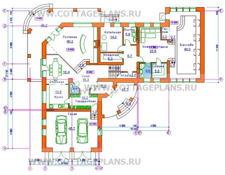 Поэтажные планы проект дома 34-08 общ. площадь 569,1м2