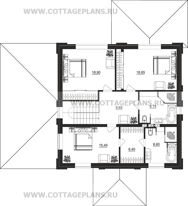 Поэтажные планы проект дома 106-51 общ. площадь 206,15 м2