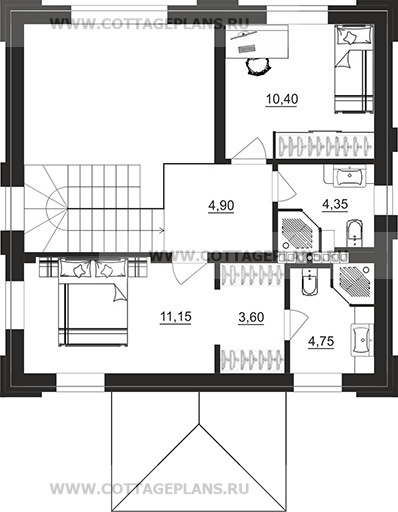 Поэтажные планы проект дома 208-06 общ. площадь 86,70м2