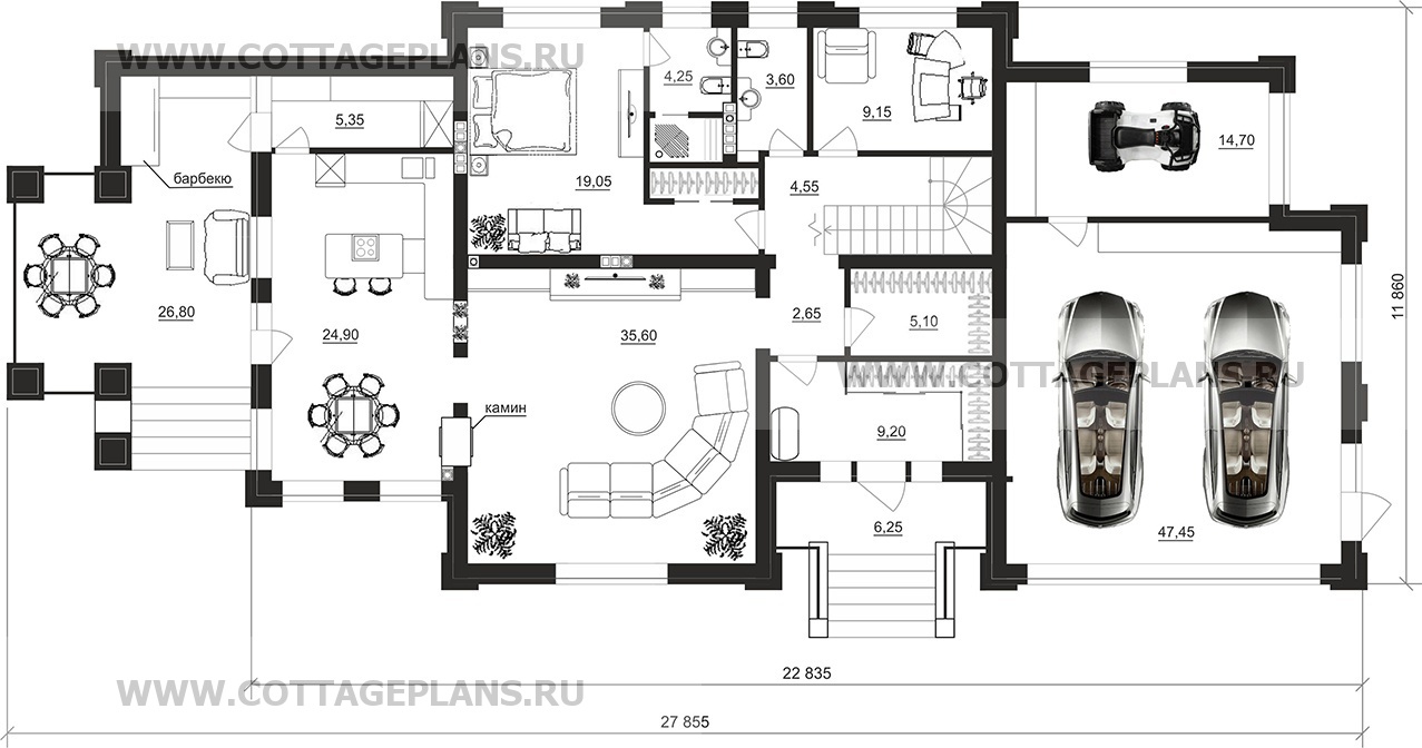 Поэтажные планы проект дома 205-44 общ. площадь 427,05 м2