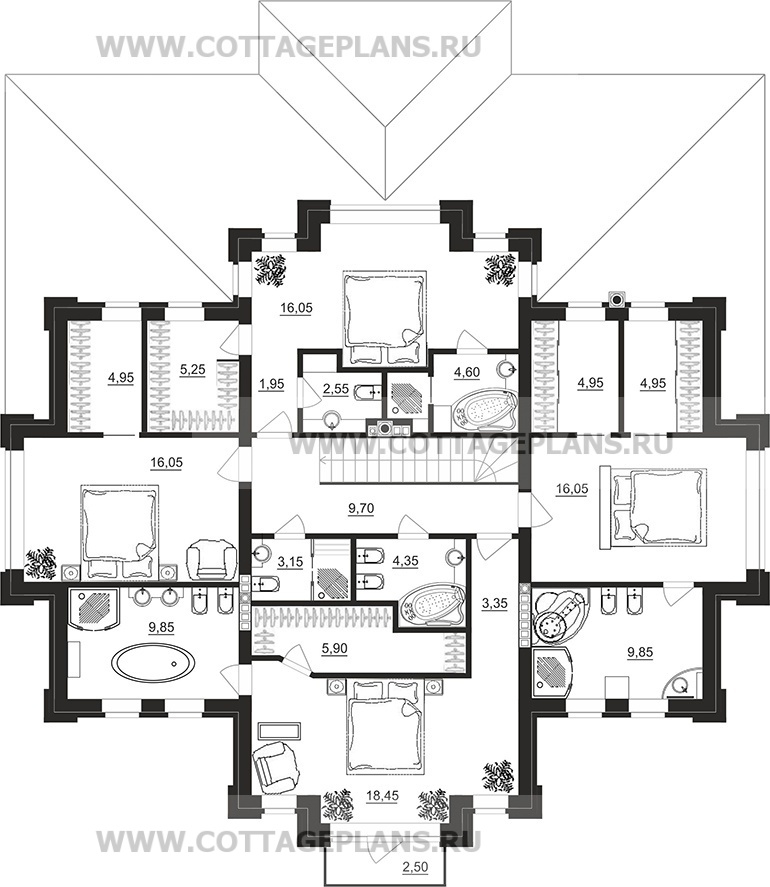 Поэтажные планы проект дома 103-14 общ. площадь 398,20 м2