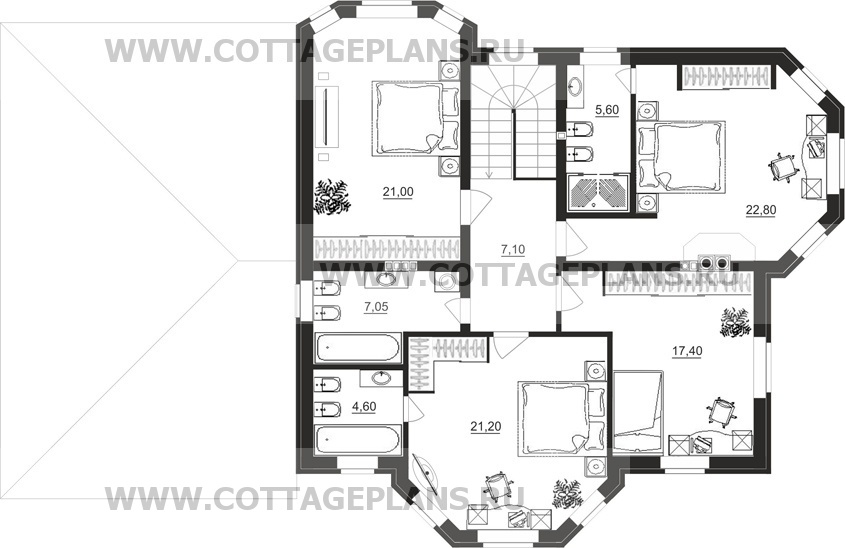 Поэтажные планы проект дома 16-64 общ. площадь 318,07 м2