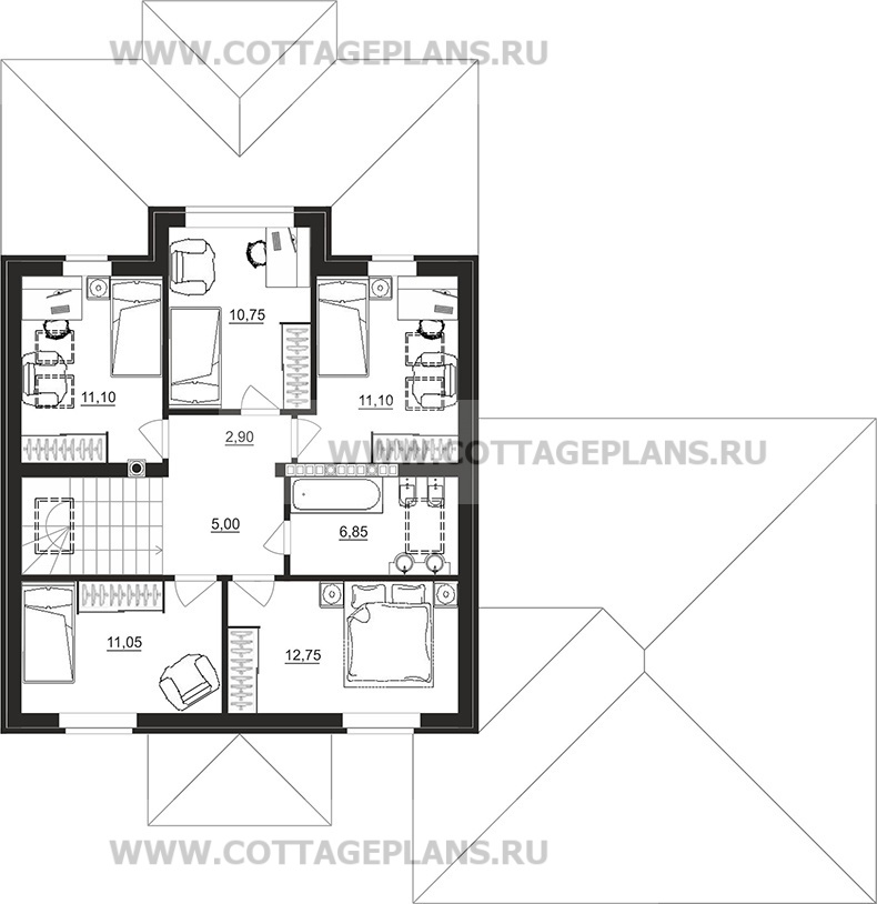 Поэтажные планы проект дома 98-91 общ. площадь 267,95 м2