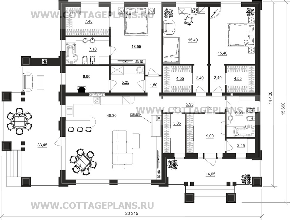 Поэтажные планы проект дома 900-14 общ. площадь 169,00 м2