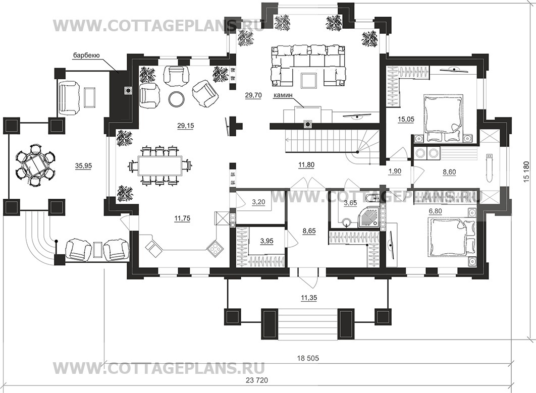 Поэтажные планы проект дома 103-24 общ. площадь 446,00 м2