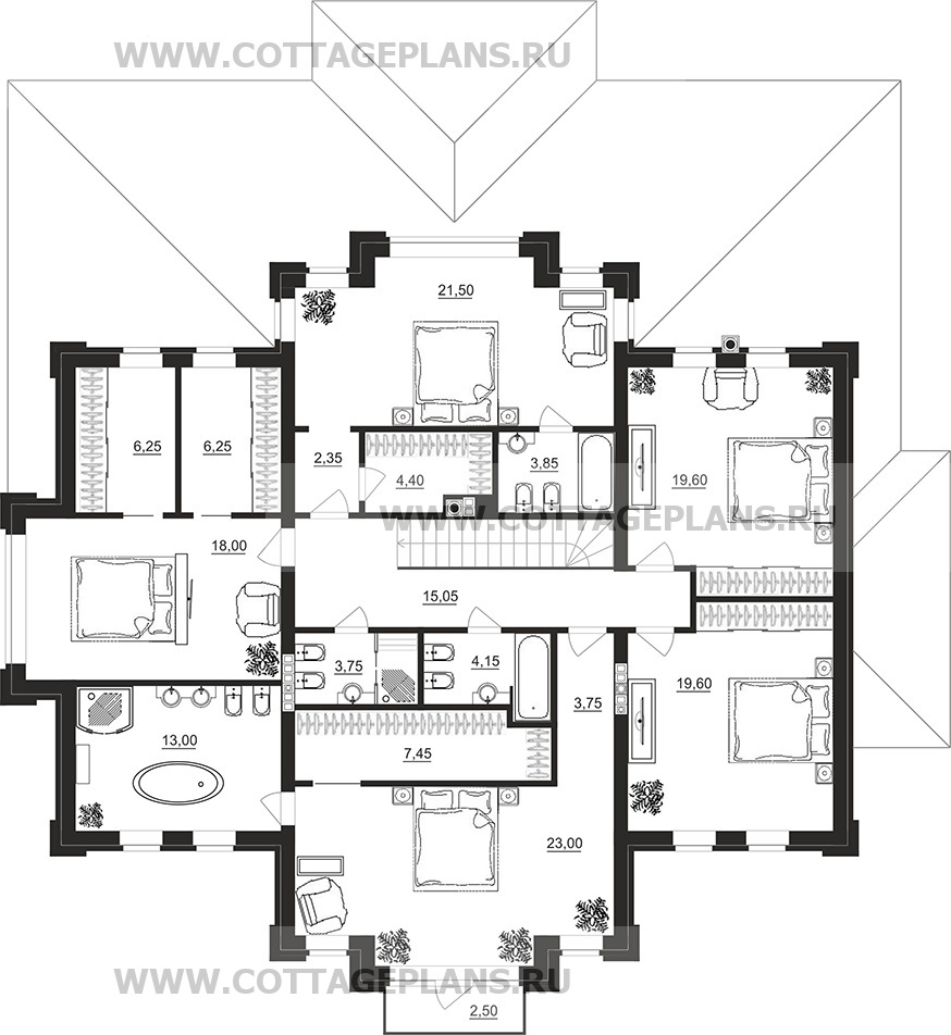 Поэтажные планы проект дома 102-13 общ. площадь 333,80 м2