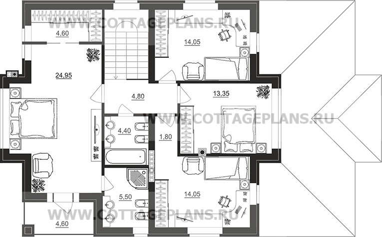 Поэтажные планы проект дома 101-42 общ. площадь 266,85 м2