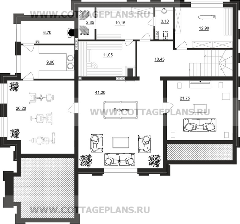 Поэтажные планы проект дома 203-52 общ. площадь 451,75 м2