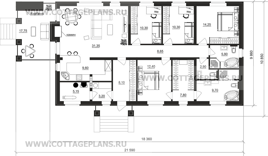 Поэтажные планы проект дома 700-96 общ. площадь 140,90 м2