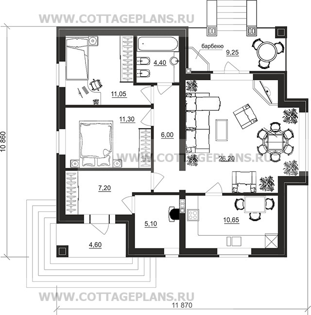 Поэтажные планы проект дома 07-44 общ. площадь 81,30 м2