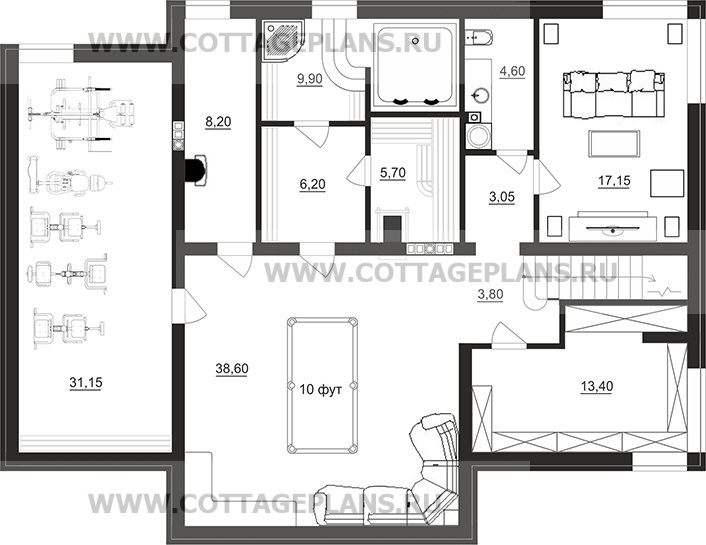 Поэтажные планы проект дома 96-55 общ. площадь 370,20 м2