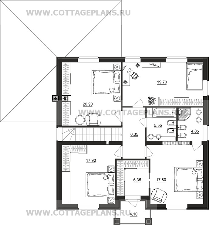 Поэтажные планы проект дома 76-22 общ. площадь 307,65 м2