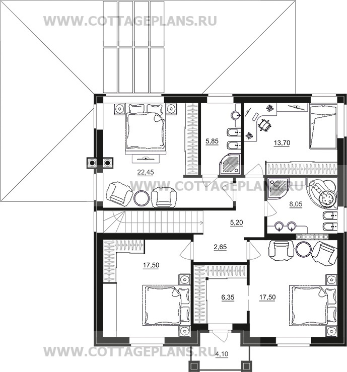Поэтажные планы проект дома 75-25 общ. площадь 217,50 м2