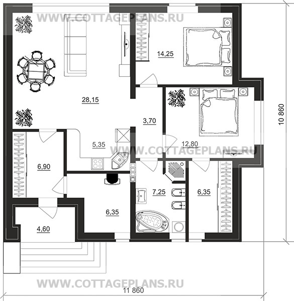 Поэтажные планы проект дома 07-90 общ. площадь 91,45 м2