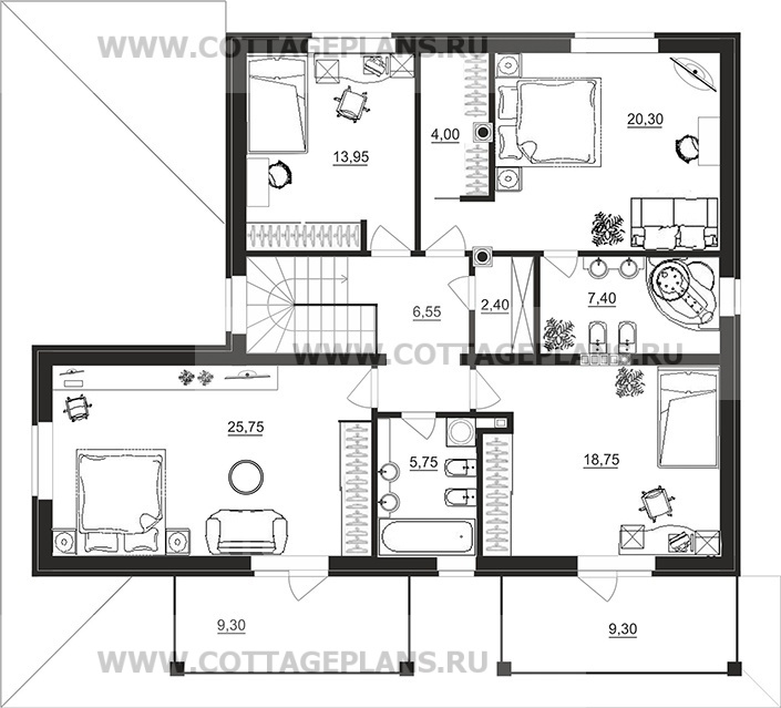 Поэтажные планы проект дома 22-53 общ. площадь 225,20м2