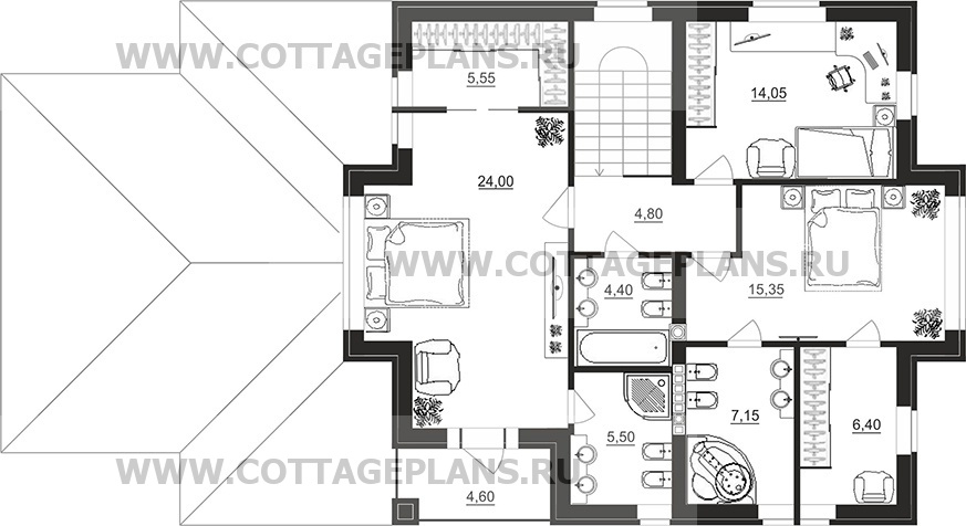 Поэтажные планы проект дома 75-07 общ. площадь 211,25 м2