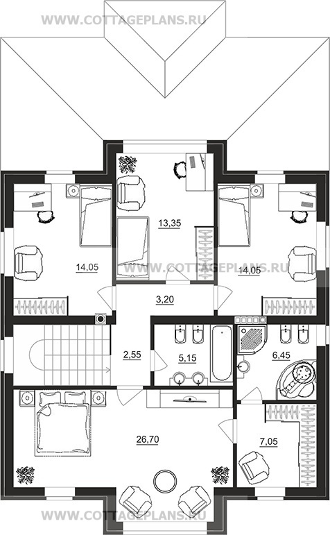 Поэтажные планы проект дома 92-48 общ. площадь 184,00 м2