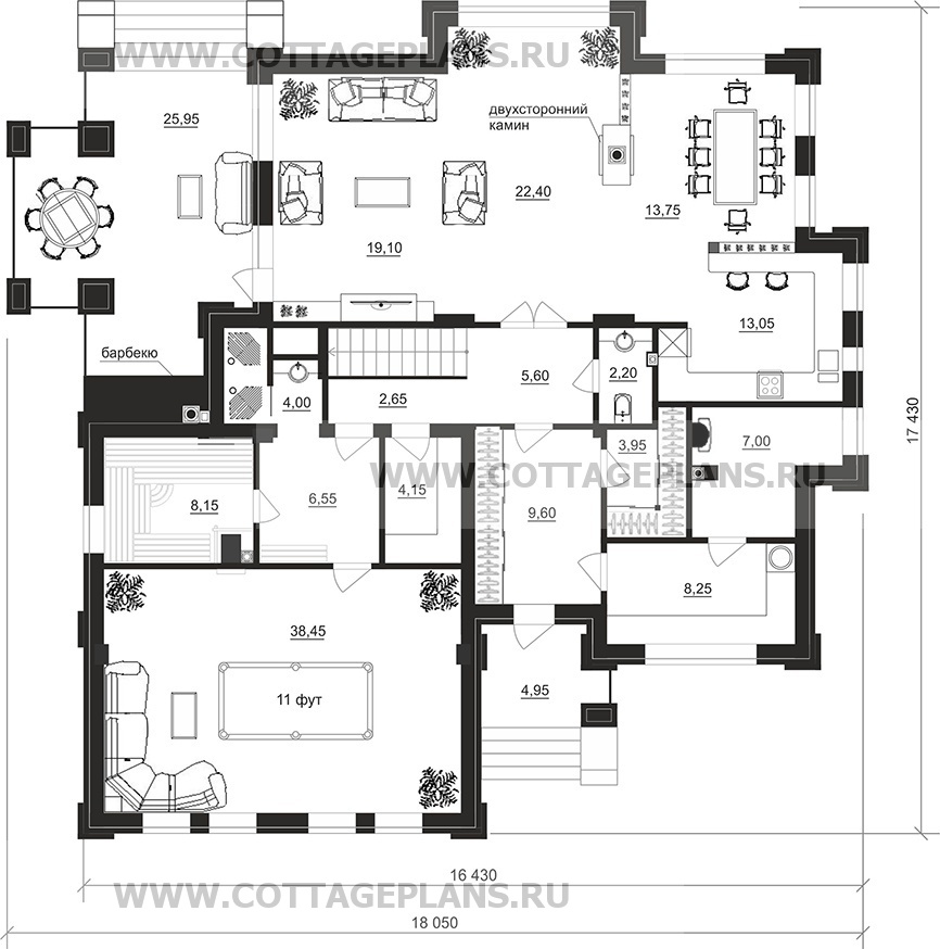 Поэтажные планы проект дома 202-02 общ. площадь 293,70 м2