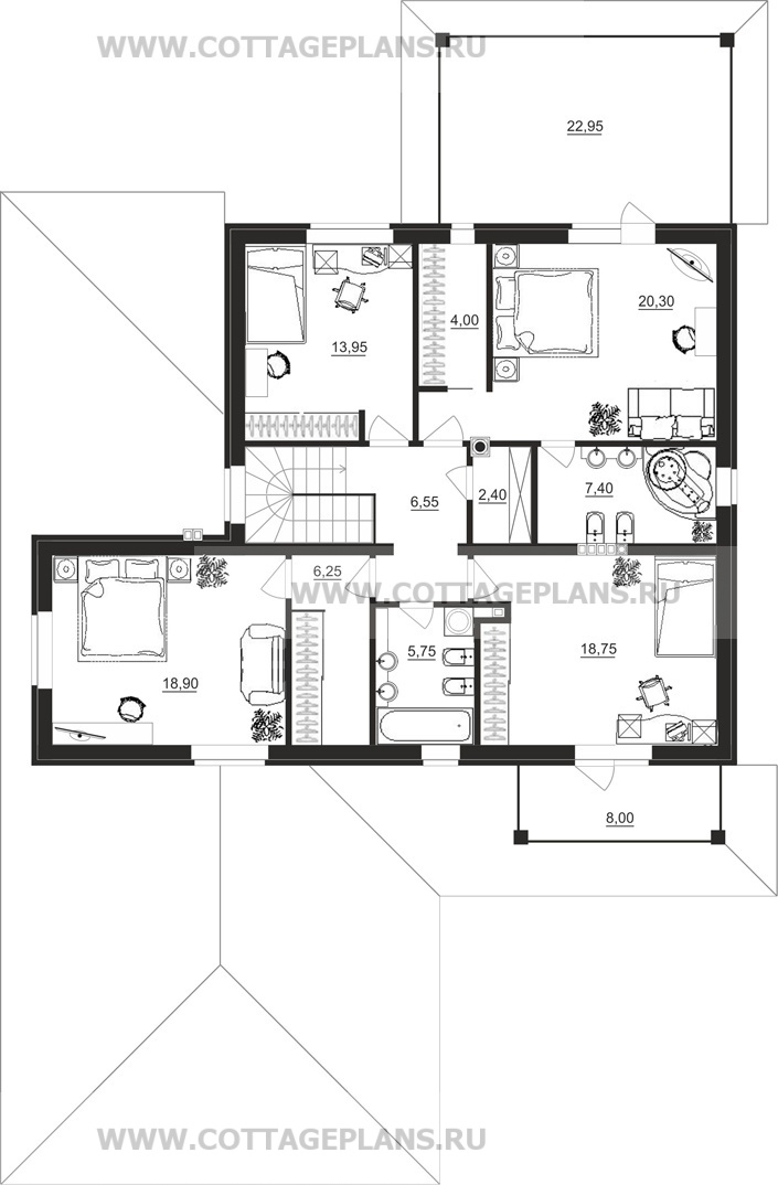 Поэтажные планы проект дома 92-05 общ. площадь 244,50 м2