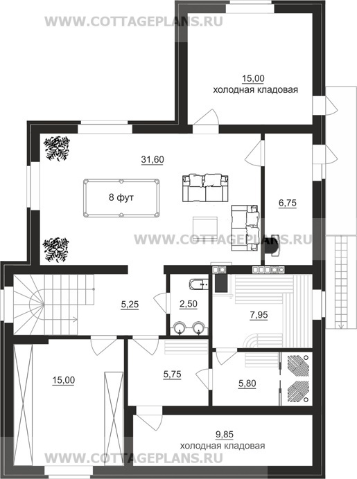 Поэтажные планы проект дома 17-50 общ. площадь 265,30 м2
