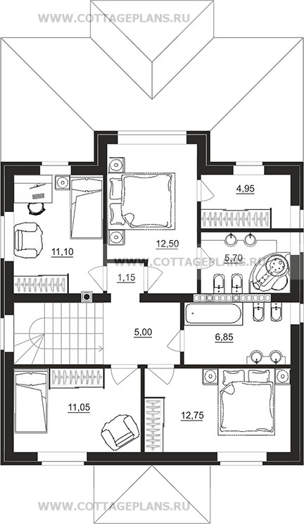 Поэтажные планы проект дома 93-56 общ. площадь 210,70 м2