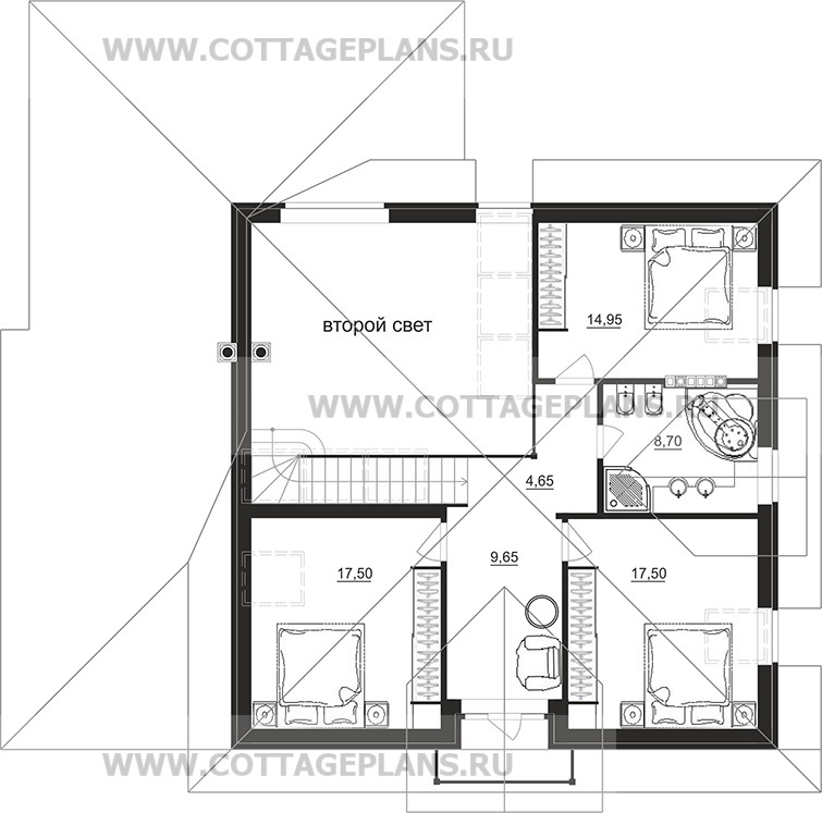 Поэтажные планы проект дома 75-73 общ. площадь 200,05 м2