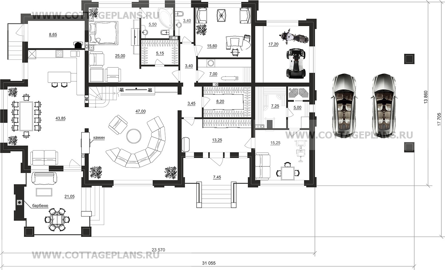 Поэтажные планы проект дома 202-47 общ. площадь 349,05 м2