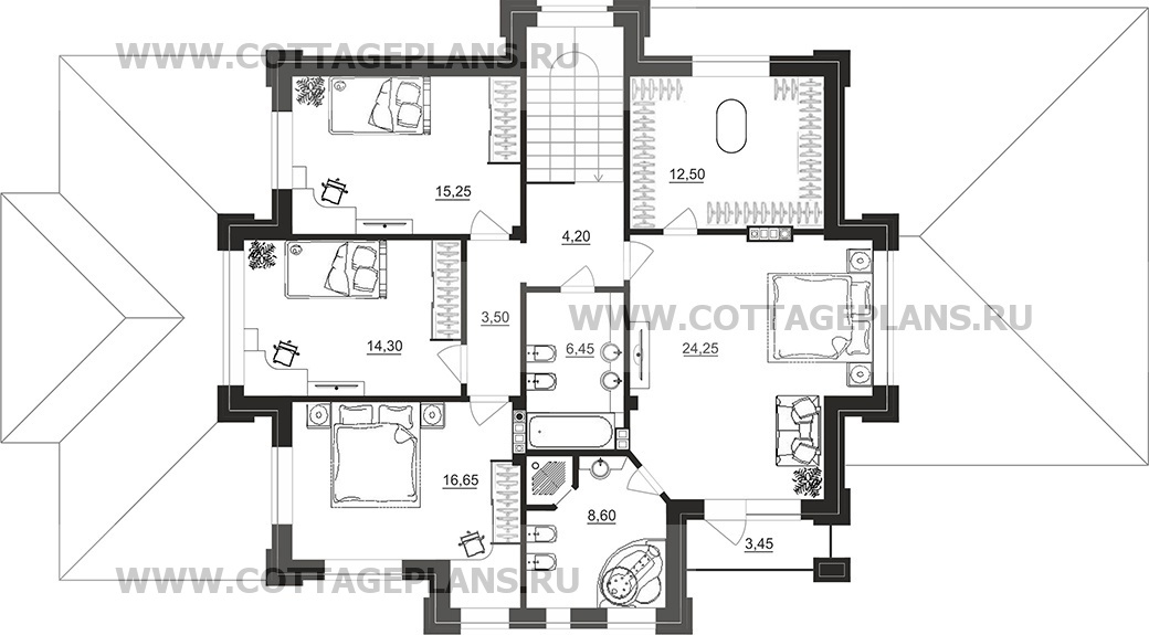 Поэтажные планы проект дома 100-88 общ. площадь 242,50 м2