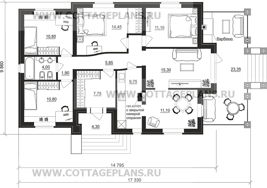 Поэтажные планы проект дома 90-29 общ. площадь 101,10 м2