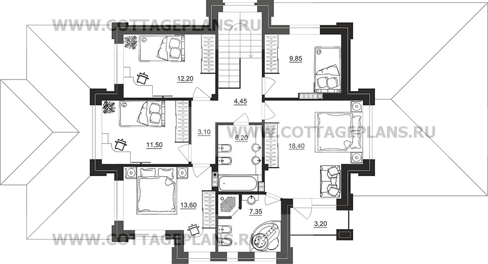 Поэтажные планы проект дома 101-87 общ. площадь 290,35 м2