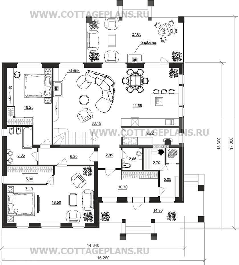 Поэтажные планы проект дома 75-62 общ. площадь 290,40 м2