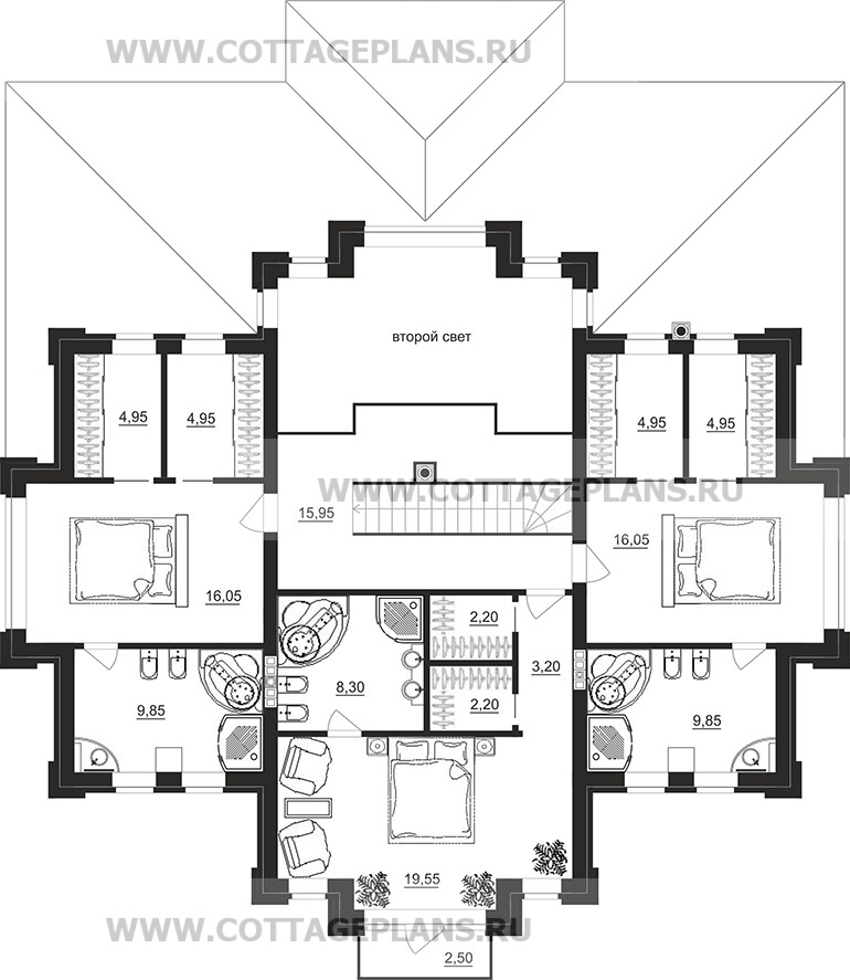 Поэтажные планы проект дома 100-10 общ. площадь 254,90 м2
