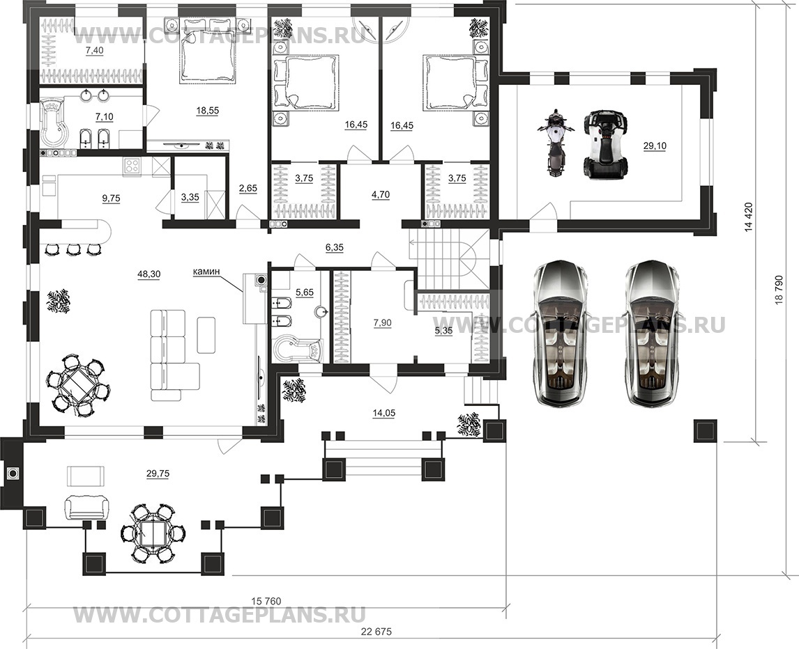 Поэтажные планы проект дома 91-61 общ. площадь 362,15 м2