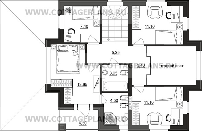 Поэтажные планы проект дома 75-64 общ. площадь 149,30 м2