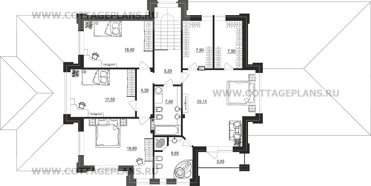 Поэтажные планы проект дома 200-83 общ. площадь 309,10м2